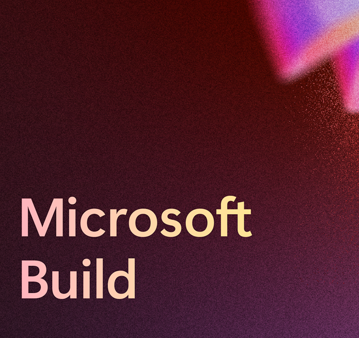 Tumma kuvituskuva, jossa alakulmassa teksti "Microsoft Build".