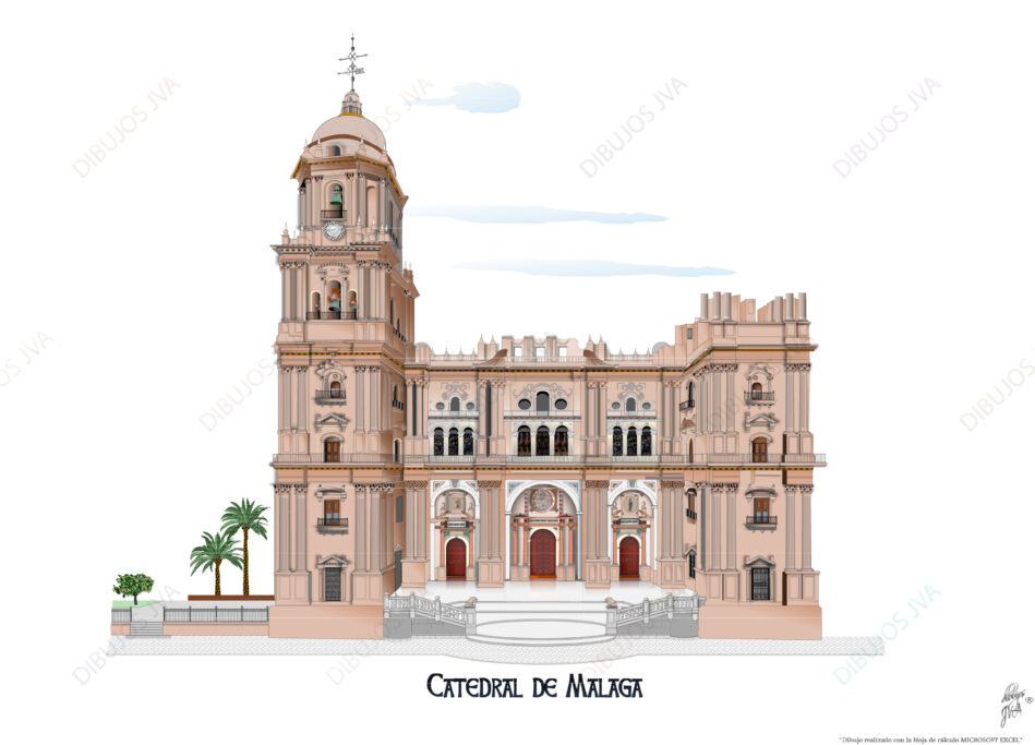 Dibujo hecho con Excel de la Catedral de Málaga